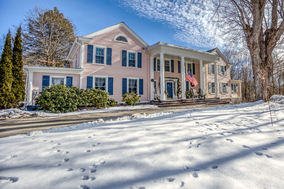 The Inn at Stockbridge exterior with snow